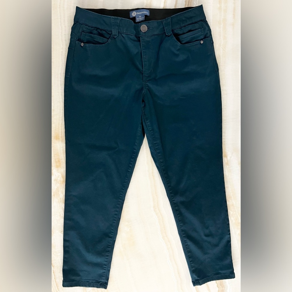 Democracy Ab Solution Slim Straight Ankle Pants Women’s Size 14 Dark Teal Green